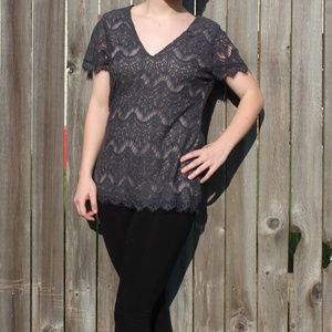 NWT Buckle Charcoal Gray Lace Top
